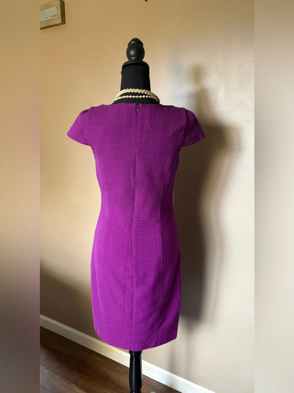 MARY KAY purple textured sheath dress consultant professional vintage-look sz 4P